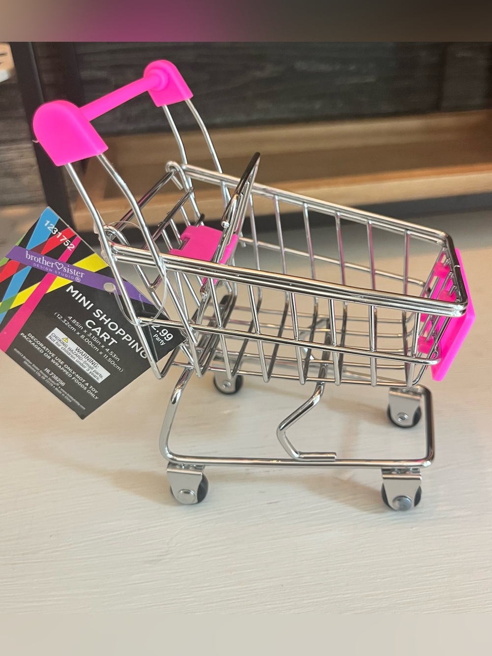 Mini Shopping Cart with Hot Pink Accents - Picture 3 of 5